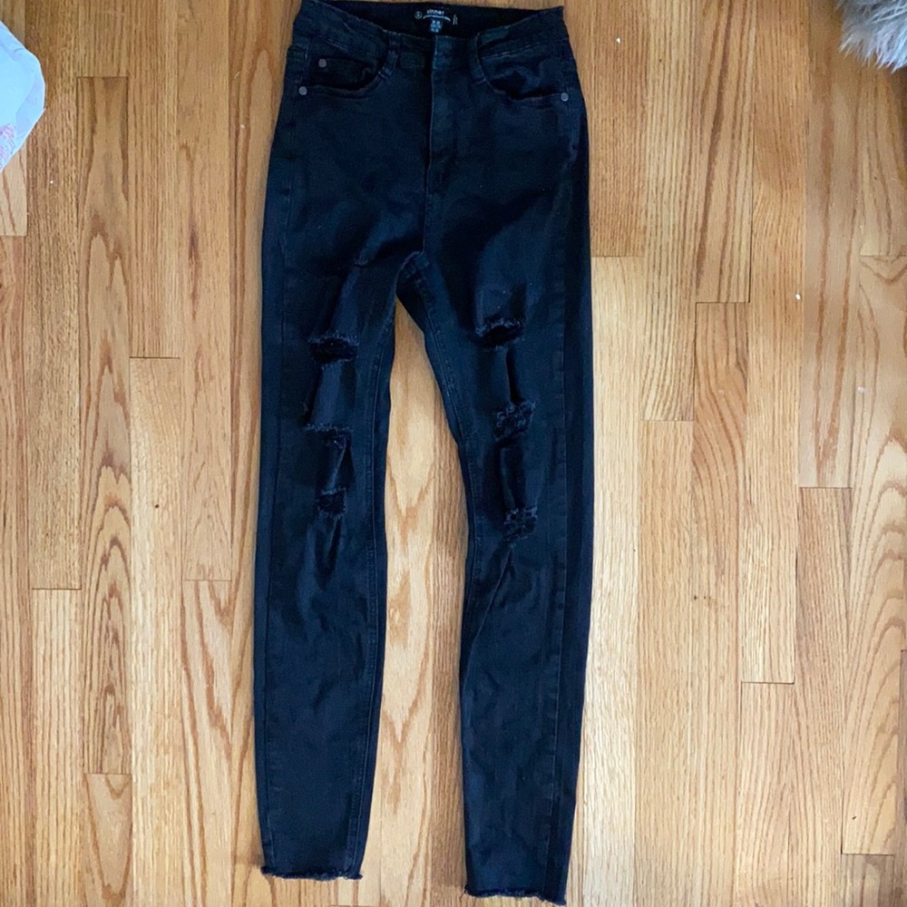 Sinner Black Ripped Skinny Jeans Size 0R